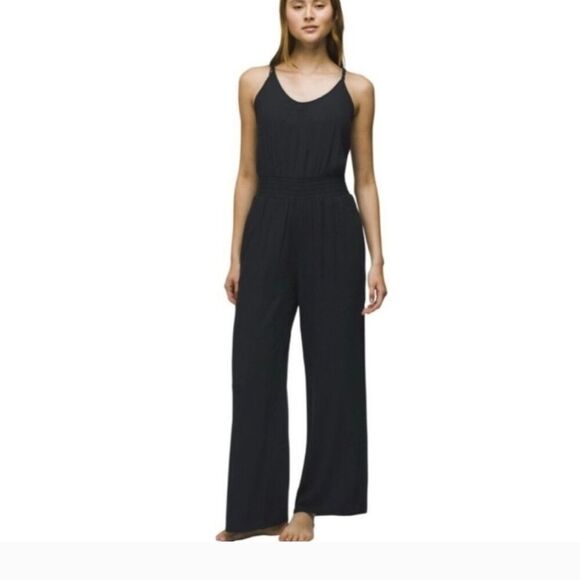 Prana Black Racerback Jumpsuit with Wide-Leg Silhouette - Picture 1 of 4